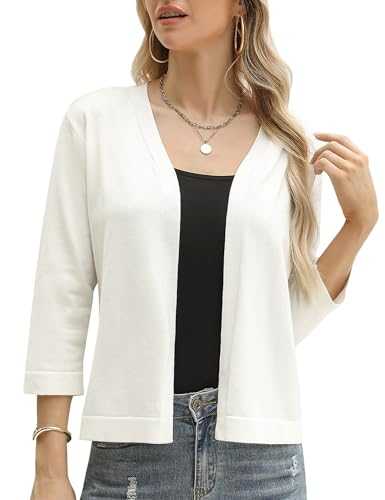 Aottori Cardigans for Women UK Lightweight Knitted Short Cardigan Ladies 3/4 Sleeve V Neck Open Front Outwear Dress Bolero Tops
