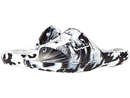 Unisex Classic Marbled Slide Clog, White/Black, 11 UK