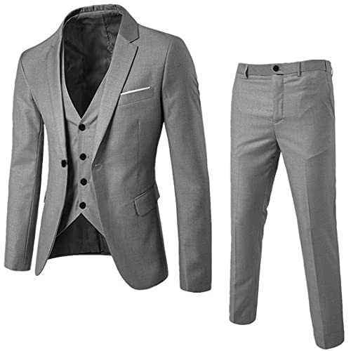 3-Piece Mens Charm Suit Blazer Jacket & Vest & Pants Formal Classic Business Jacket Suits Casual Luxury Vintage Retro Smart Wedding Party Dinner Suits Jacket Waistcoat Size M-XXXL