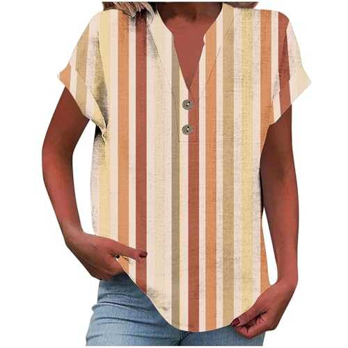 HAOLEI Linen Tops for Women UK,Women's Summer Cotton Linen Cap Sleeve T-Shirt Ladies Button V Neck Tunic Tops Baggy Graphic Casual Loose Shirts Trendy Blouse Vacation Outfits Sale Clearance