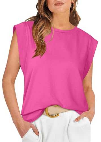 Women's Cap Sleeve Tank Top Crew Neck T Shirts Loose Fit Basic Summer Casual Tee Tops Casual Tank