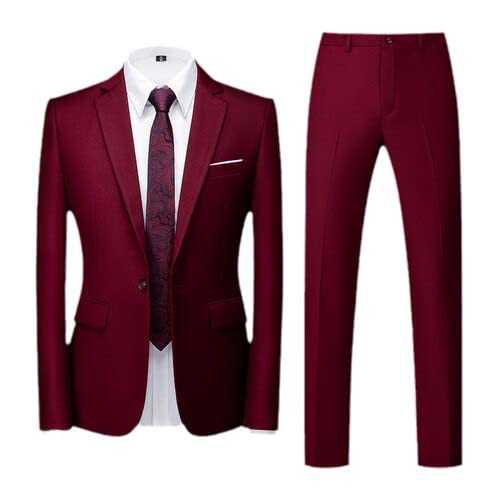 MQMYJSP Men's Spring & Autumn Business Casual Suit: Solid Color - One-Button Blazers, Jacket, Coat & Trousers