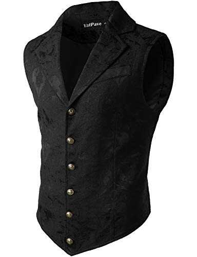VATPAVE Mens Victorian Suit Vest Steampunk Gothic Waistcoat