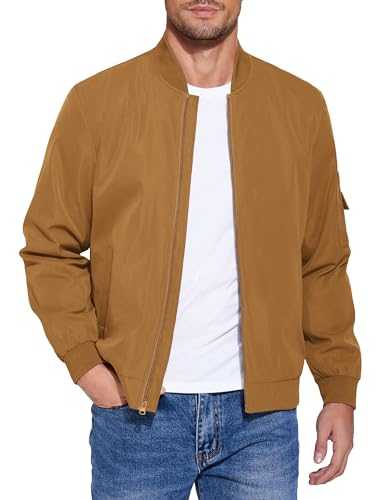 COOFANDY Men's Lightweight Bomber Jackets Casual Spring Fall Windbreaker Jacket Light Zip Up Coat With Pocket
