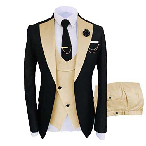 3 Piece Suit Slim Fit Suits for Men One Button Prom Suits Set Blazer Vest Trousers Tuxedo Sets for Wedding Prom