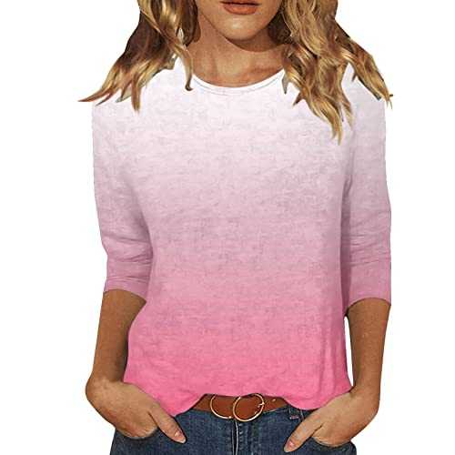 Women's Vintage Floral Printing 3/4 Sleeve Round Neck Summer Tops Loose Casual Fashion Graphic Elegant Bohemian Style T Shirts Plus Size Basic Pullover Everyday Going Out Clothes
