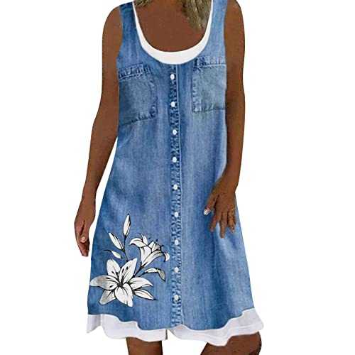 AMDOLE Casual Midi Dress Women Summer Beach Spring Striped Print Cute Dress Sundress Sleeveless Casual Dress Tight Summer Dress for Women