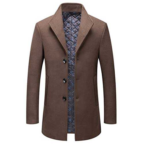 Autumn Men Woolen Coat Fashion Thick Wool Blends Coats Single Breasted Winter Jacket Men Casual Overcoat Solid Color Trench Male