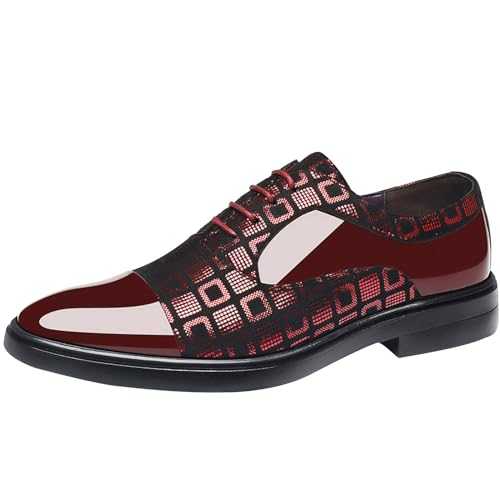 Men's Formal Dress Shoes Lace up Oxford Shoes Fashion Patent Leather Business Office Shoes Mens Elegant Evening Party Shoes Slip-on Driving Walking Mens Pointed Toe Leather Shoes