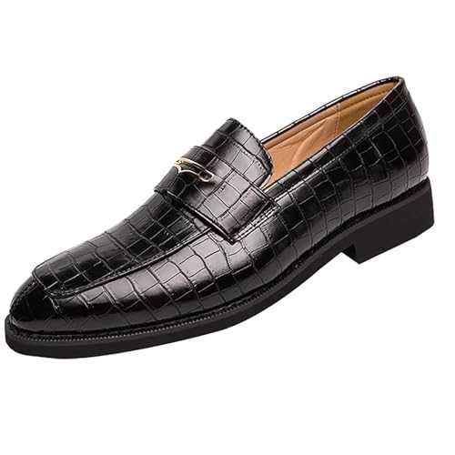 Slip-on Men's Formal Dress Shoes & Oxfords Footwear, Wide Fit Pointed Toe Business Casual Leather Shoes Non-Slip Cushioned Leathers Shoe Smart Brogues Black Red Wedding Office Leathers Shoe