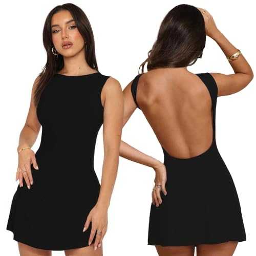 Women's Backless Dresses Round Neck Sexy Sleeveless Mini Dress Short Dress Basic Bodycon Party Club Slim Fit Tank Dress