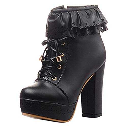 SJJH Women Cute Laces Ankle Boots