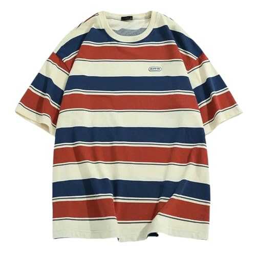 ZSHDTKWB T Shirts Men Loose Contrast Color Short Sleeve Main T-Shirts Couples for and Women Summer Vintage Harajuku Tee Oversized Tops
