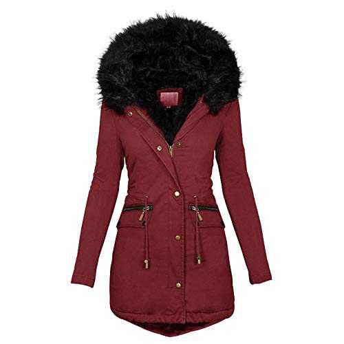 Rikay Waterproof Coats for Women UK Winter Clearance Plus Size Womens Long Fur Trimmed Hooded Fuzzy Fleece Coat Padded Puffer Parka Ladies Winter Jacket Coat