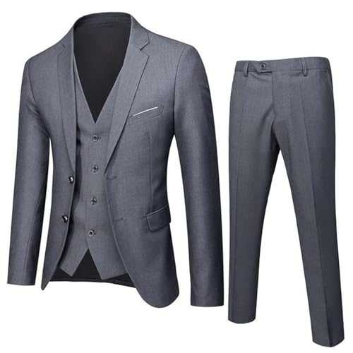 Ulnomio Men's Three-Piece Party Groom Notch Lapel Two Buttons Jacket Vest Pants Suit Set