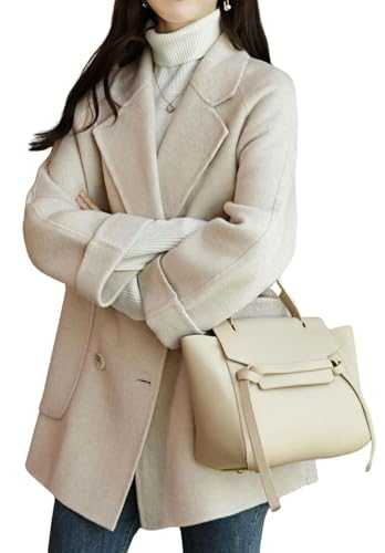 CHARTOU Women Wool Coat Peacoat Jacket Thick Loose Double Breasted Pea Coat Woolen Winter Overcoat