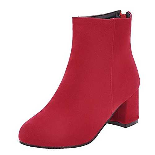 SJJH Women Ankle Bootie with Mid Chunky Heel and 4-Colors Working Boots
