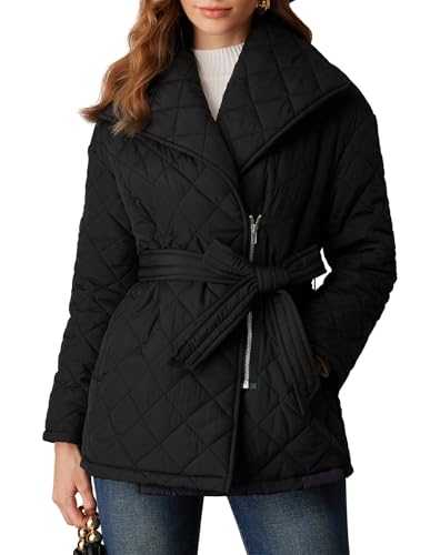 GRACE KARIN Women's Coats Winter Warm Belted Zip Long Padded Coats for Women UK