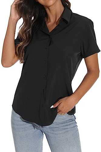 GUANYY Women's Short Sleeve Button Down Shirt - Versatile and Classic for All Occasions