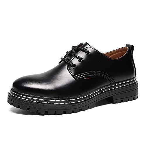 ETZRYSYB Mens leather shoes Luxury Brand Handmade Men Shoes Solid Dress Shoes for Men Oxfords Leather Mens Casual Shoes Big Size(Schwarz,8.5 UK)
