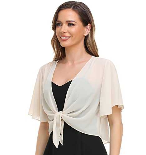 Womens Shrug Chiffon Shawl Wraps Open Front Tie Top Cardigan for Evening Dress