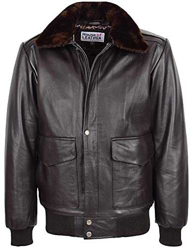 Mens Leather Bomber Jacket Classic G-1 Flight Aviator Style Jarrod
