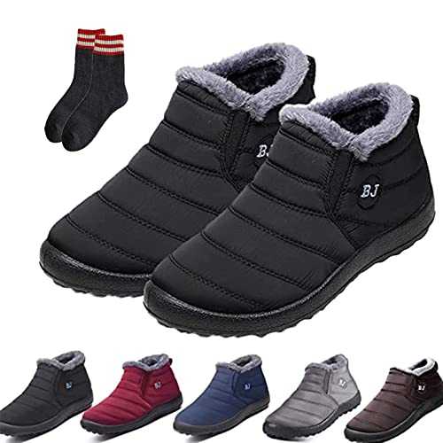 Chagoo Boojoy Winter Boots, Womens Winter Snow Boots Waterproof Anti-Slip Outdoor Warm Ankle Boots Fur Lined
