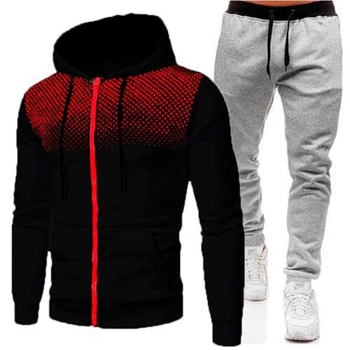 Qixiu Mens Jogging Suit,Mens Tracksuits Sets,Men's Spring Winter Solid Color Suit Long Sleeved Hooded Top and Trousers Suit Warm Hooded Sweatshirt Sport Pant Set Striped Suit Jacket