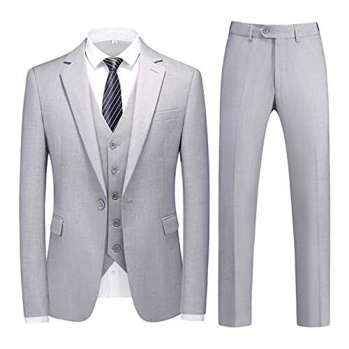 Men's Slim Fit 3 Piece Suit 1 Button Solid Blazer Jacket Vest Pants Tuxedo Set Wedding Groomsmen Prom Business Suits