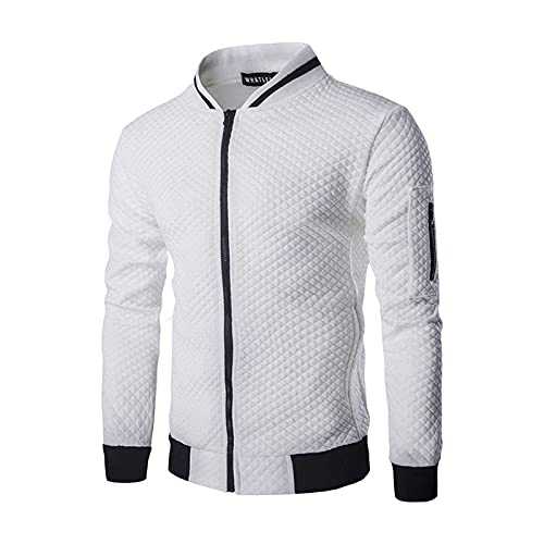 HAOLEI Bomber Jacket Men UK Sale Clearance Mens Padded Jacket Lightweight Baseball Jacket Full Zip Winter Warm Coat Sweatshirt Outdoor Jackets Stand Collar Outerwear with Pocket