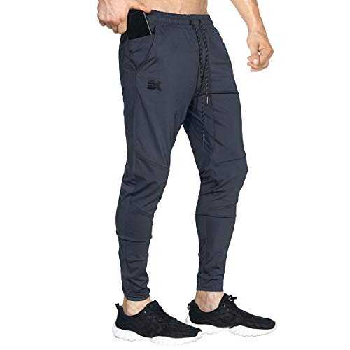 BROKIG Mens Stretch Running Tracksuit Bottoms, Lightweight Gym Trousers Sports Joggers Jogging Pants