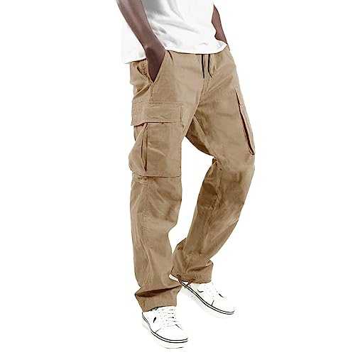 TYUIOP Men Cargo Trousers Men's Quick Dry Hiking Tactical Trousers Mens Cargo Trousers Elasticated Waist Size 8XL Men's Trousers, Black Tapered Work