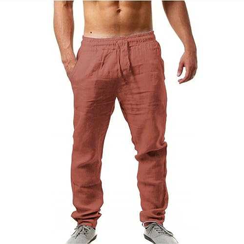 Mymyguoe Men's Linen Trousers, Long Lightweight Summer Trousers, Casual Trousers, Loose Fit Linen Trousers, Chino Linen Suit, Casual Linen Trousers, Jogging Bottoms, Stretch Cotton Linen Medieval