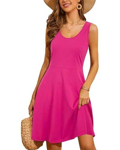 STYLEWORD Women's Sleeveless Casual Cotton Sundress Floral Skater Dresses Summer Midi Swing Dress