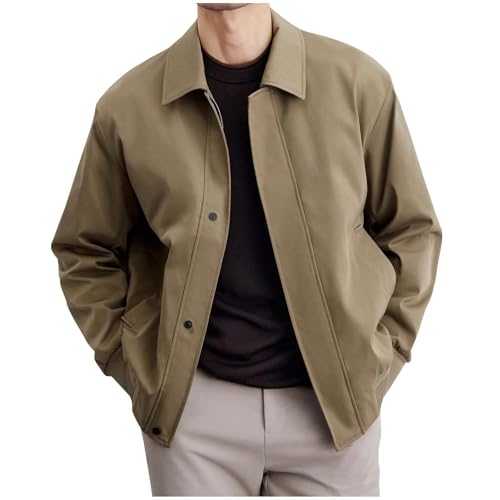 Men Bomber Jackets Casual Smart Outwear Coat Lightweight Windbreaker Full Zip Turndown Jackets Stylish Fall Spring Golf Work Dress Business Jacket Workwear Harrington Jacket with Pockets