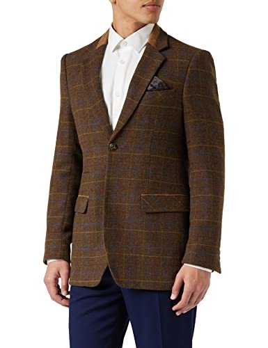 Xposed Chester Chester Mens Tan Brown Tweed Check Jacket Vintage Country Style Blazer