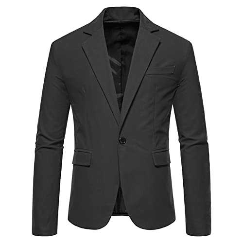 HAOLEI Mens Blazer UK Clearance One Button Formal Casual Suit Jacket Slim Fit Solid Color Blazer Jacket Lightweight Suit Jackets Regular Fit Smart Jackets Sports Coats Wedding Business