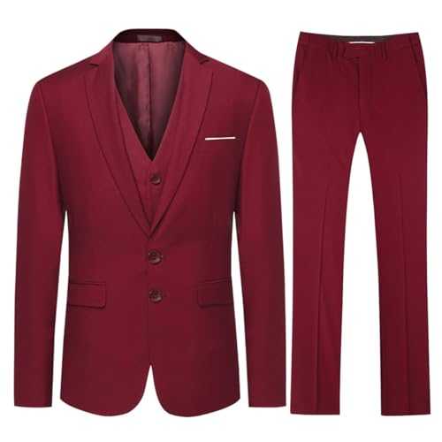 Allthemen Mens Suits 3 Piece Regular Slim Fit Wedding Tuexedo Suit for Men Business Casual Wedding Suits Jacket Blazer Waistcoat Trousers