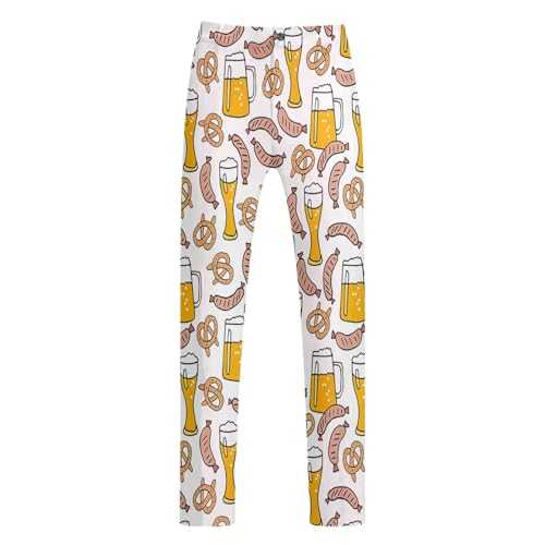 Suit Trousers for Men Oktoberfest, Men's 3D Beer Print Fashion Leisure Trousers, Men's Loose Fit Straight Casual Suit Trousers, Lightweight Comfortable Chino Trousers for Men, Fabric Trousers for