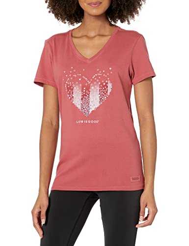 Life Is Good Women's Crusher T, Short Sleeve Cotton Graphic Tee Shirt, Hearts Stars and Stripes