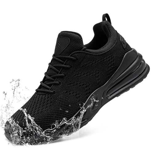 LARNMERN Waterproof Trainers Men Running Walking Shoes Mens Slip on Chef Shoes Air Cushion Fitness Sport