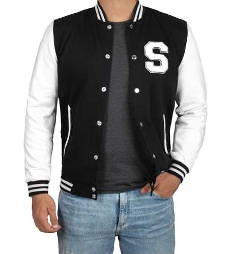 Decrum Letterman Jacket Men - High School Baseball Bomber Style Fleece Mens Chenille Varsity Jackets