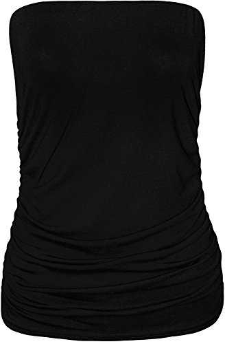 STAR FASHION Womens Plain Boob Tube Ladies Strapless Bandeau Sleeveless Vest Top Plus Size UK 8-26