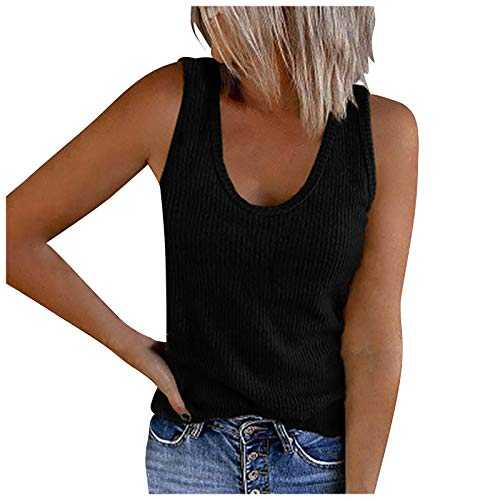 Tank Tops for Women Summer V Neck Sleeveless Tank Top Ribbed Slim Basic Shirts - Women's Casual Comfortable Knit V-Neck Splicing Pleated Sleeveless Vest Tops Casual Loose Camisole Vest Blouses