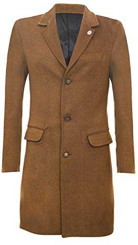 Mens 3/4 Long Wool Brown Crombie Overcoat Jacket Blinders Trench Slim Fit Coat 44