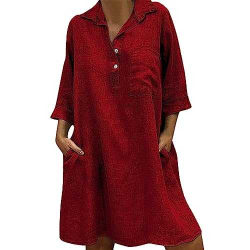 AMDOLE Dressing Gowns for Women UK Dress Casual Dress 3/4 Sleeve Pocket Dress Womens Dresses