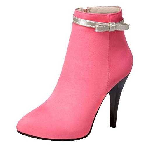 SJJH Women Ankle Boots with Flock Materail and Cute Bowtie Sexy Boots with Thin Heel