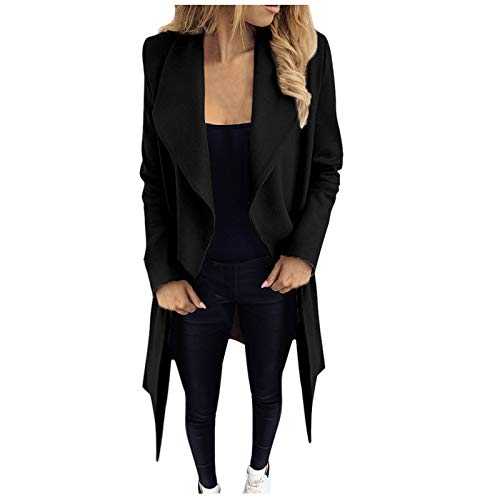Womens Trench Coat Long, Women Casual Solid Coat Double Button Long Sleeve Turndown Collar Belt Coat Full Windproof Plus Size Womens Coats Sales Holiday Essentials for Women Ski Jacket Womens
