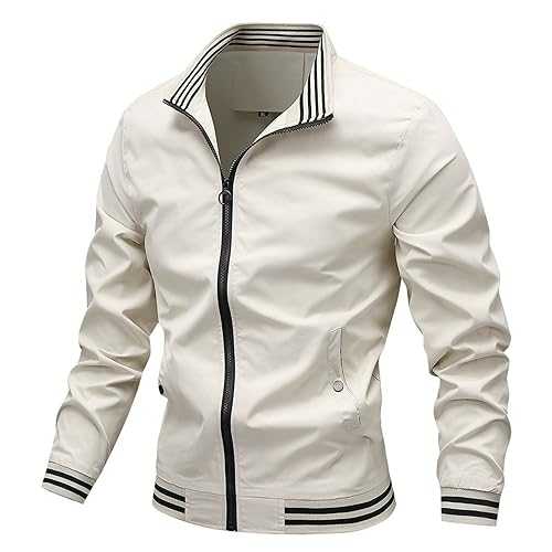 Duohropke Classic Harrington Bomber Jacket for Men Vintage Scooter Coat Summer Lightweight Army Bomber Jacket Full Zip Wind Jacket Coat
