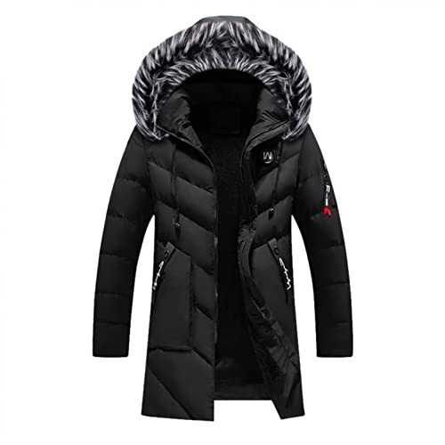NC Men's Winter Hooded Puffer Jacket Heavyweight Thicken Windproof Warm Padded Parkas with Detachable Fur Hood Water-Repellent Long Sleeve Plush Collar Coat